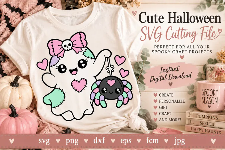 Cute Ghost Spider SVG, Halloween Ghost SVG, Halloween SVG
