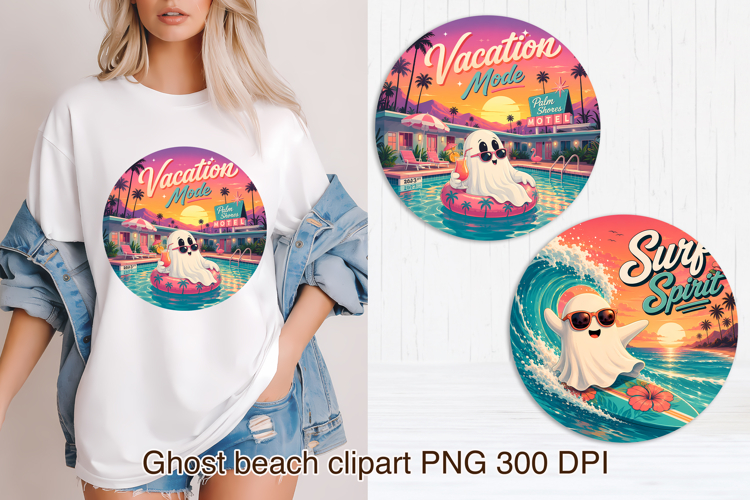 Cute Retro Summer Ghosts clipart PNG design