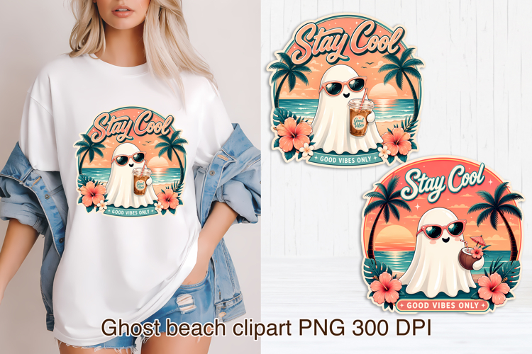 Cute Retro Summer Ghosts clipart PNG design