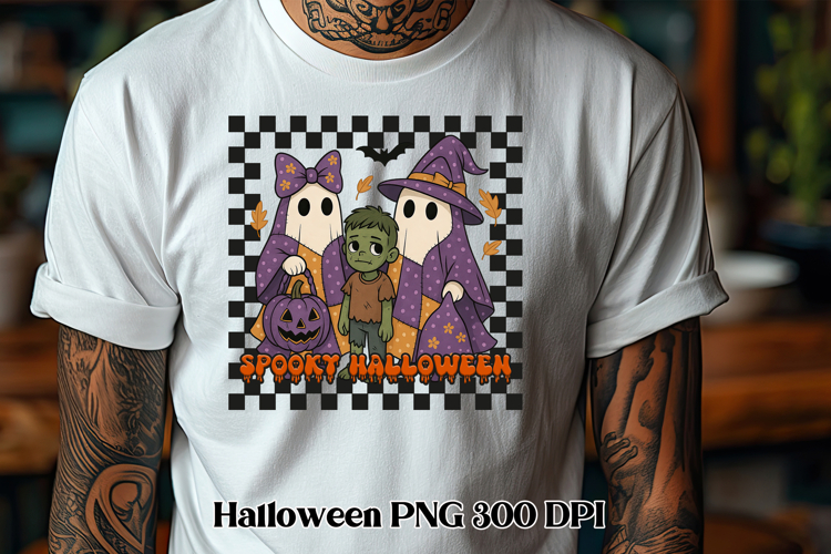 Halloween patchwork ghost pumpkin clipart PNG design