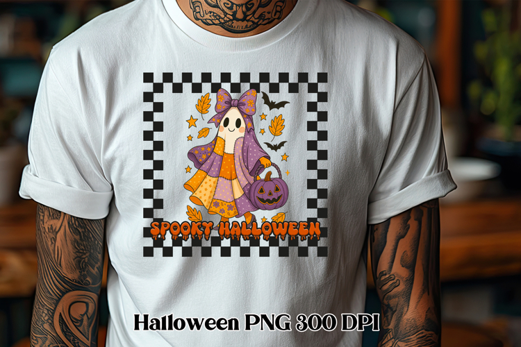 Halloween patchwork ghost pumpkin clipart PNG design