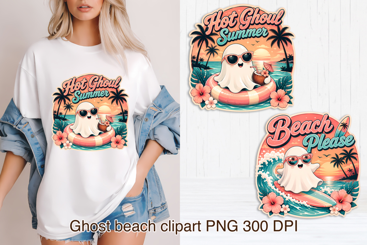 Cute Retro Summer Ghosts clipart PNG design