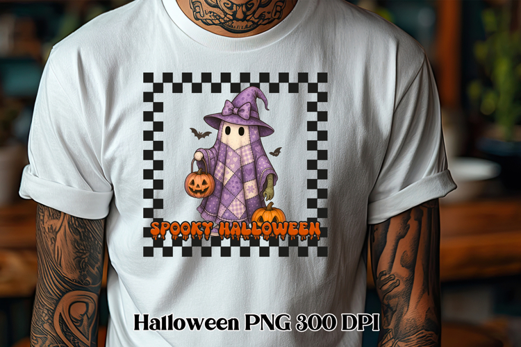 Halloween patchwork ghost pumpkin clipart PNG design