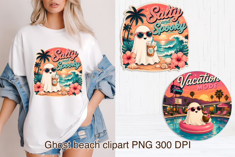 Cute Retro Summer Ghosts clipart PNG design