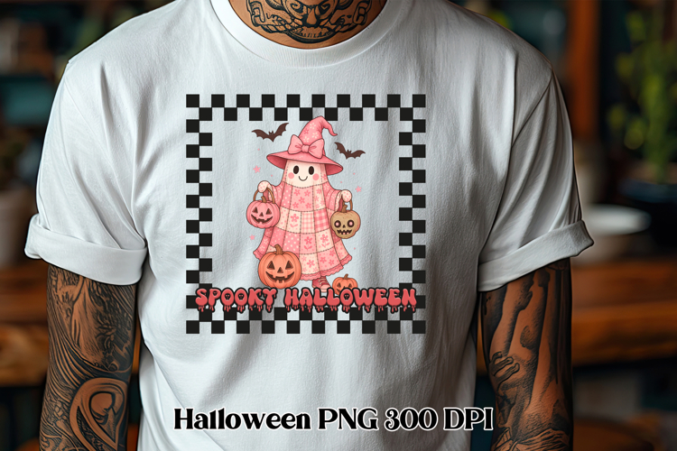 Halloween patchwork ghost pumpkin clipart PNG design
