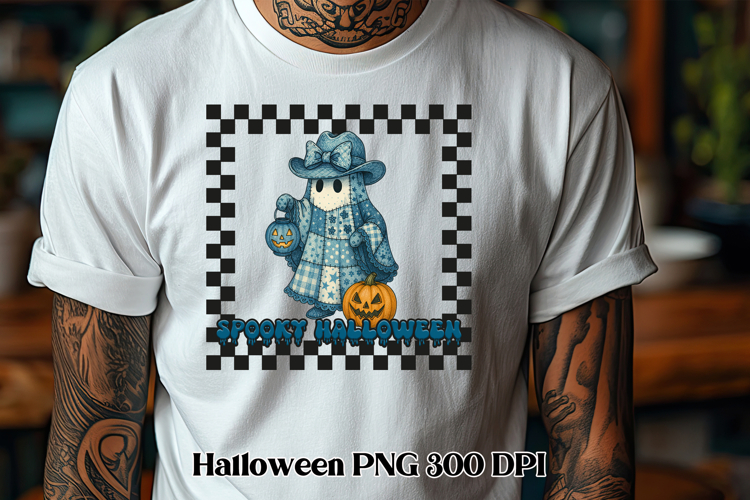 Halloween patchwork ghost pumpkin clipart PNG design