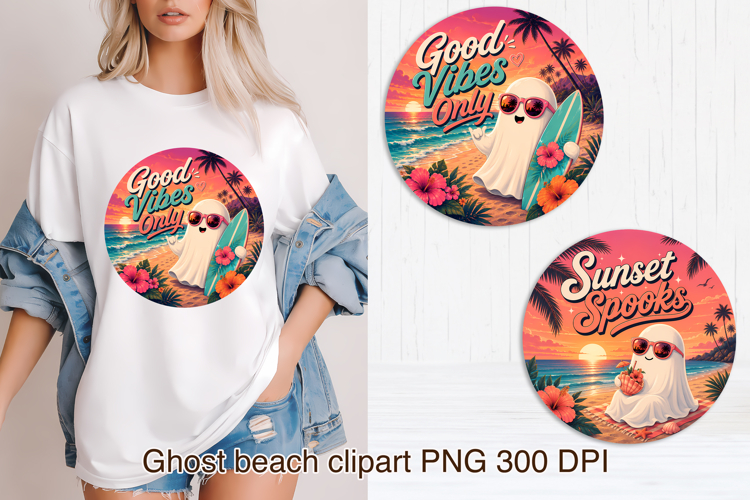 Cute Retro Summer Ghosts clipart PNG design
