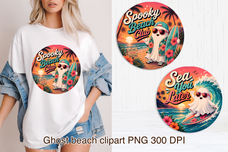 Cute Retro Summer Ghosts clipart PNG design