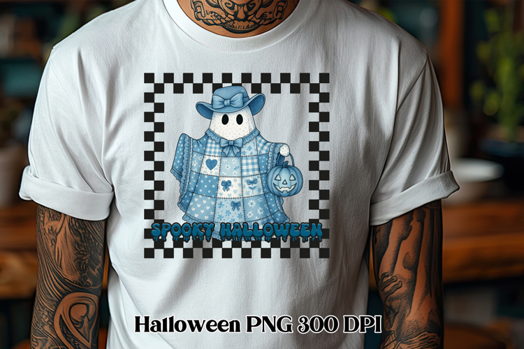 Halloween patchwork ghost pumpkin clipart PNG design