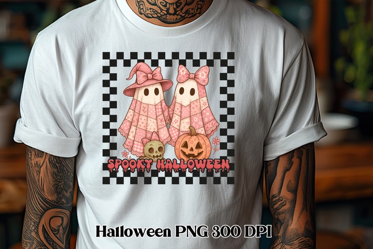 Halloween patchwork ghost pumpkin clipart PNG design