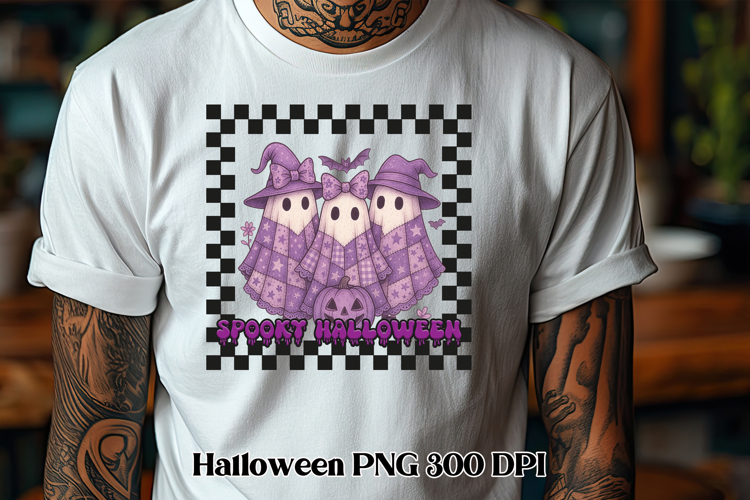 Halloween patchwork ghost pumpkin clipart PNG design