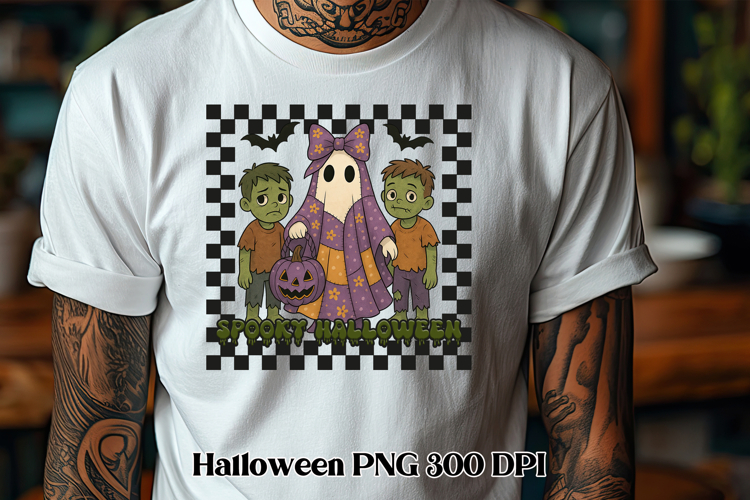 Halloween patchwork ghost pumpkin clipart PNG design