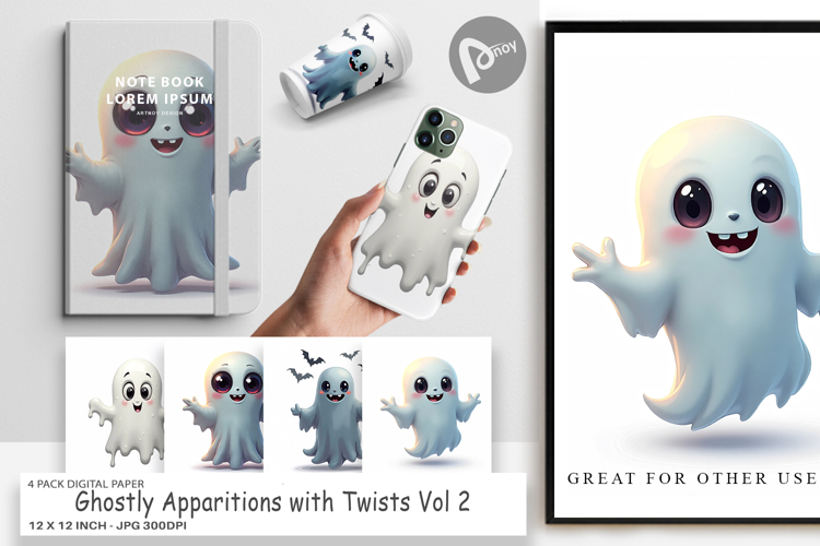Digital Paper Ghostly Apparitions with Twists
