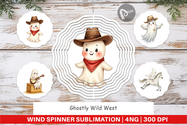 Wind Spinner Watercolor Ghostly Wild West