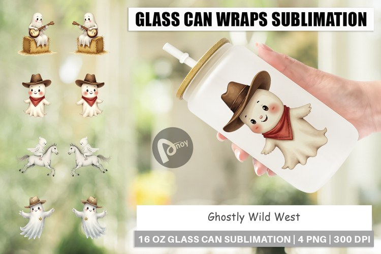Glass Can Watercolor Ghostly Wild West