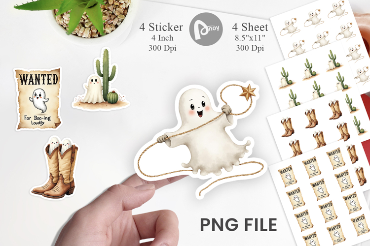 Sticker Watercolor Ghostly Wild West