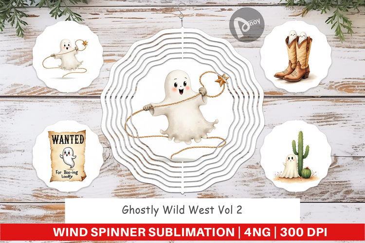 Wind Spinner Watercolor Ghostly Wild West