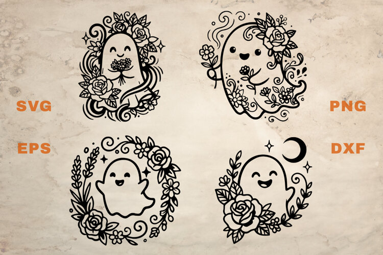 Floral Ghosts SVG example image 1