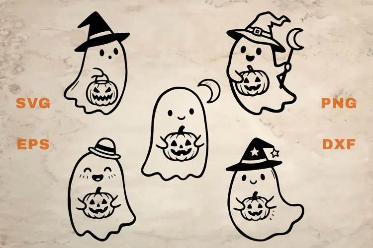 Ghosts with Witch Hats SVG