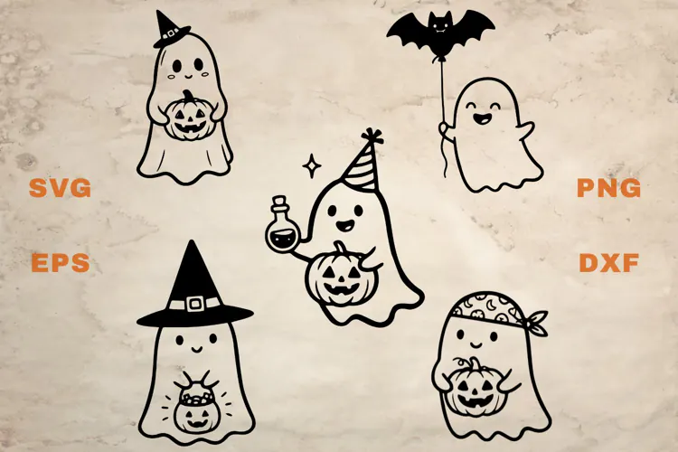 Ghosts trick or treating SVG