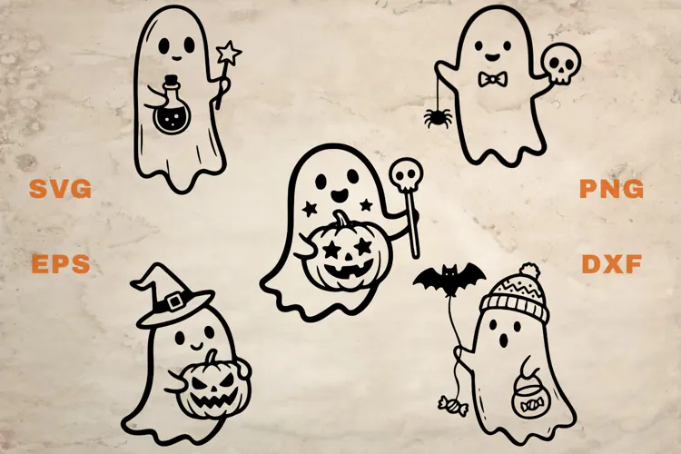 Ghosts with Jack O Lanterns SVG