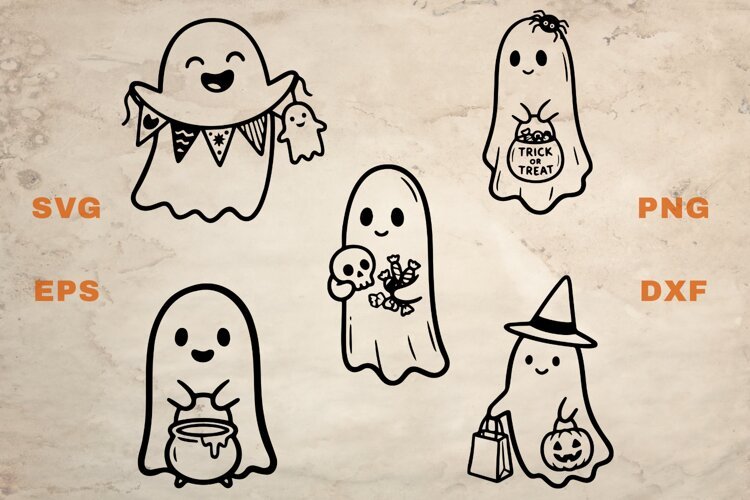 Ghosts in Halloween Parties SVG example image 1
