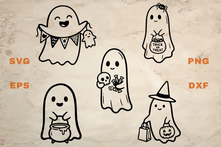 Ghosts in Halloween Parties SVG