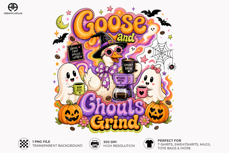 Ghosts and Ghouls Grind PNG - Halloween Coffee Shirt Design