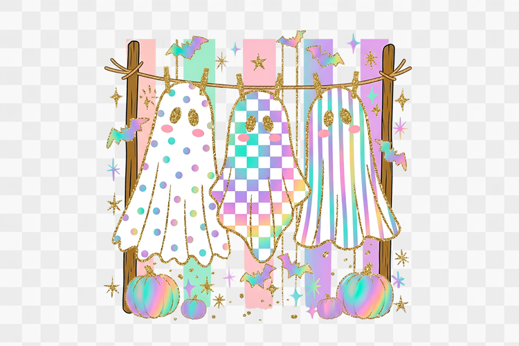 Trendy Ghosts Striped Halloween Shirt Png Design example image 1