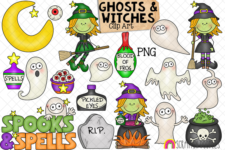 Ghosts & Witches ClipArt - Halloween - Cauldron - Potions