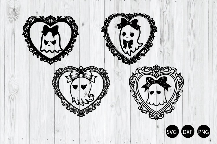 Ghost Frames SVG, Halloween Scary Frames SVG, Girl Ghost SVG example image 1