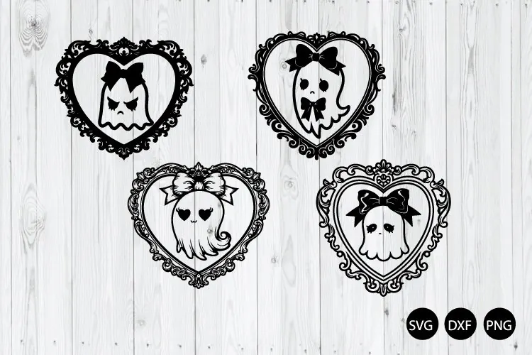 Ghost Frames SVG, Halloween Scary Frames SVG, Girl Ghost SVG