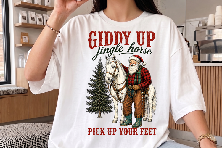 Giddy Up Jingle Horse Winter Apparel PNG, Xmas Shirt Design