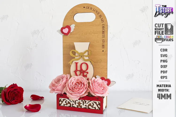 Valentine’s Day Flower Box Laser Cut | Wooden Flower Basket