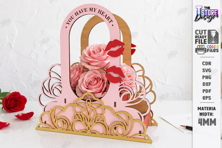 Valentine’s Day Flower Box Laser Cut | Wooden Flower Basket