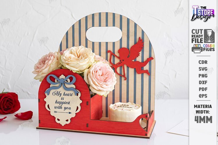Valentine’s Day Bento Cake and Flower Basket Laser Cut | CNC example image 1