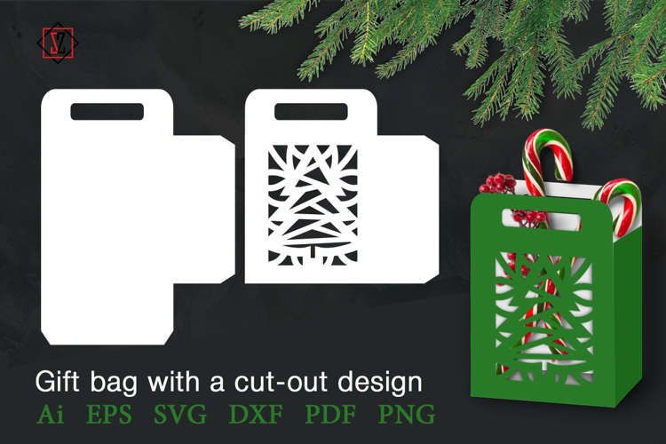 Gift bag with cut-out pattern