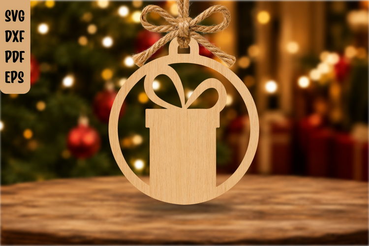 Gift Box Christmas Ornament SVG