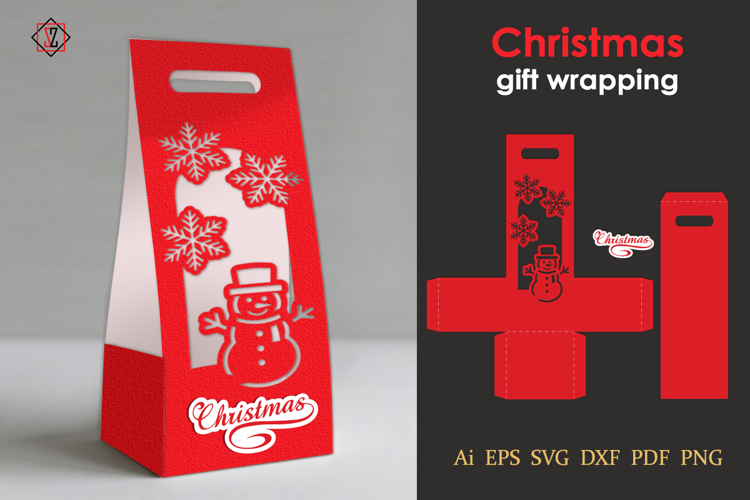 Vertical gift wrapping Template for Christmas