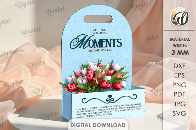 3D Gift Box Laser Cut. Boho SVG