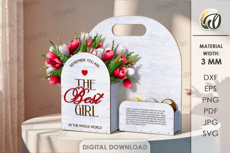 3D Gift Box Laser Cut. Boho SVG