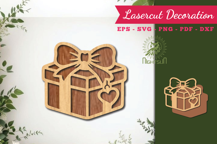 Gift Box Lasercut Decoration SVG 1