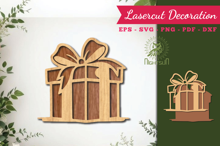 Gift Box Lasercut Decoration SVG