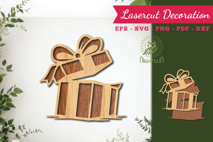 Gift Box Lasercut Decoration SVG