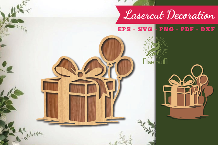 Gift Box Lasercut Decoration SVG
