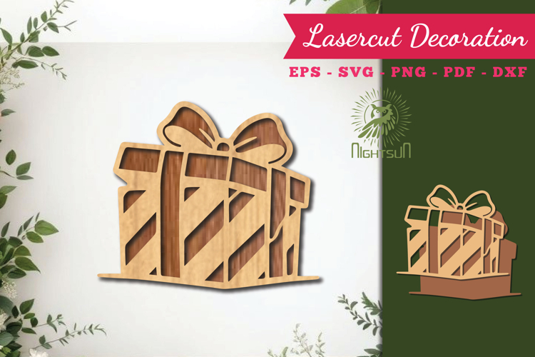 Gift Box Lasercut Decoration SVG