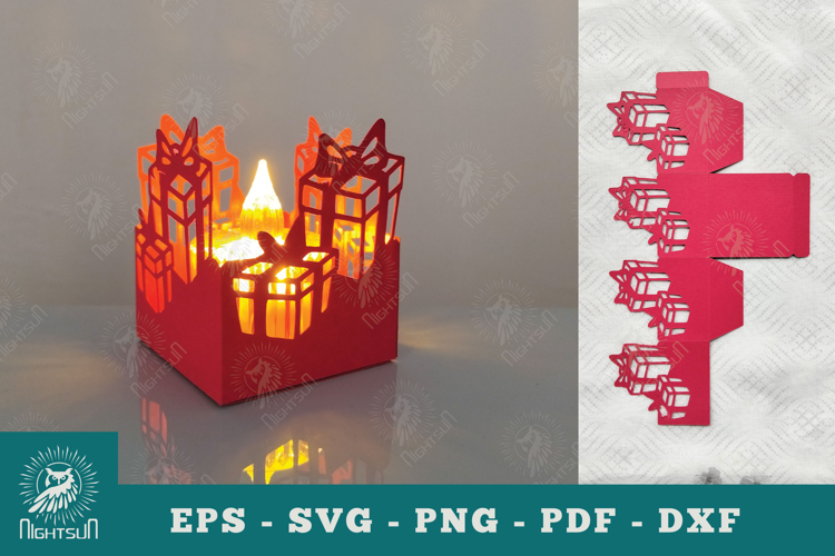 Gift Box Papercut Lantern SVG