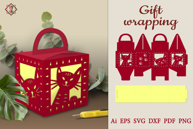 Gift box with cut-out cats
