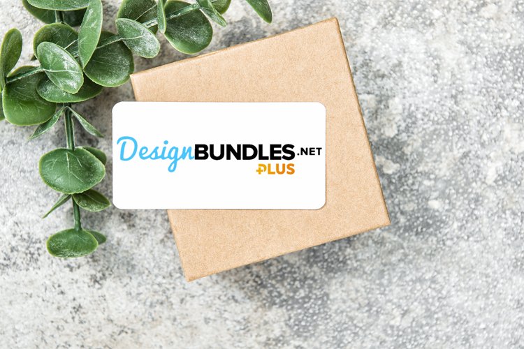 Gift box with paper tag mockup Floral template