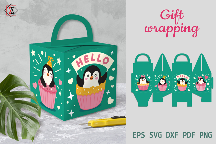 Gift box with penguin_2
